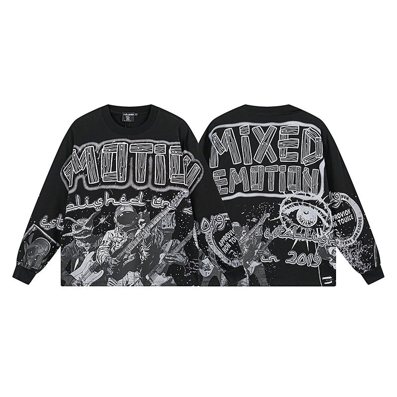 T-SHIRT MANCHES LONGUES MIXED EMOTION "CREAM ART CLUB" | L'Élégance Introspective