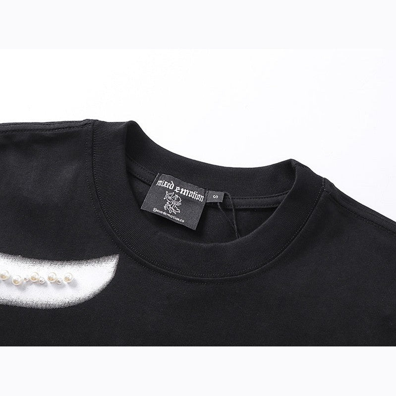 T-SHIRT CROP "PEARL" NOIR | L'Élégance Minimaliste
